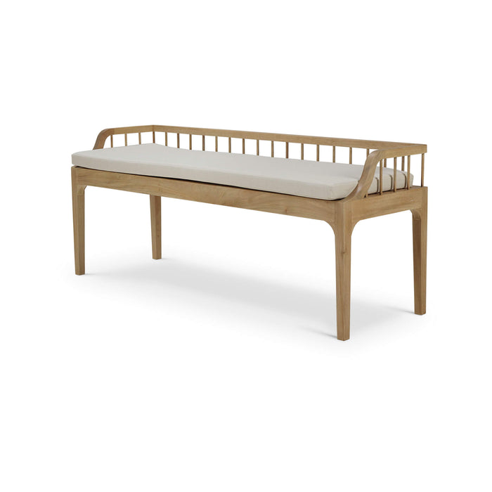 Bramble - Versai Fluted Bench in Fruitwood w/ Natural Performance Fabric - 28471FRWSF215---- - GreatFurnitureDeal