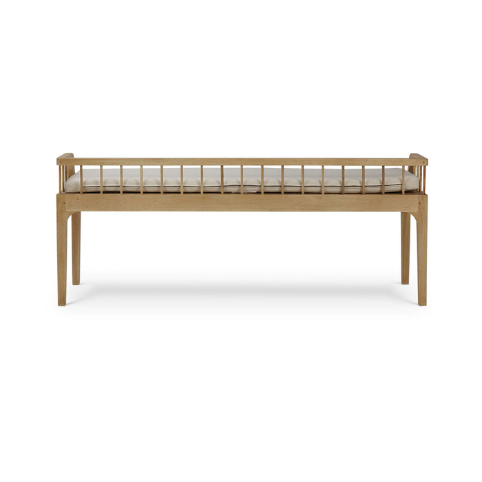 Bramble - Versai Fluted Bench in Fruitwood w/ Natural Performance Fabric - 28471FRWSF215---- - GreatFurnitureDeal