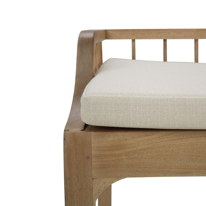 Bramble - Versai Fluted Bench in Fruitwood w/ Natural Performance Fabric - 28471FRWSF215---- - GreatFurnitureDeal