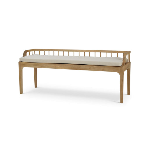 Bramble - Versai Fluted Bench in Fruitwood w/ Natural Performance Fabric - 28471FRWSF215---- - GreatFurnitureDeal