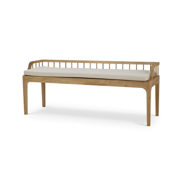 Bramble - Versai Fluted Bench in Fruitwood w/ Natural Performance Fabric - 28471FRWSF215---- - GreatFurnitureDeal