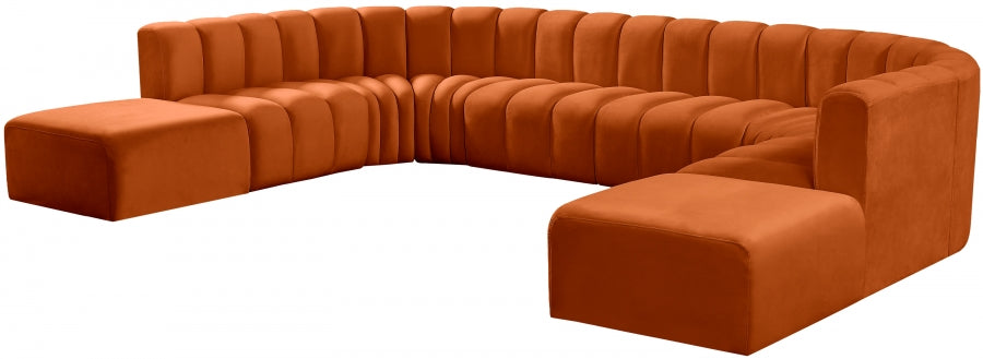 Meridian Furniture - Arc Leather 10 Piece Modular Sectional in Cognac - 103Cognac-S10A - GreatFurnitureDeal