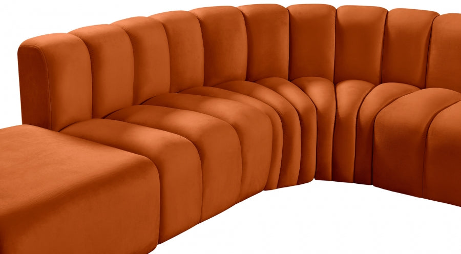 Meridian Furniture - Arc Leather 10 Piece Modular Sectional in Cognac - 103Cognac-S10A - GreatFurnitureDeal