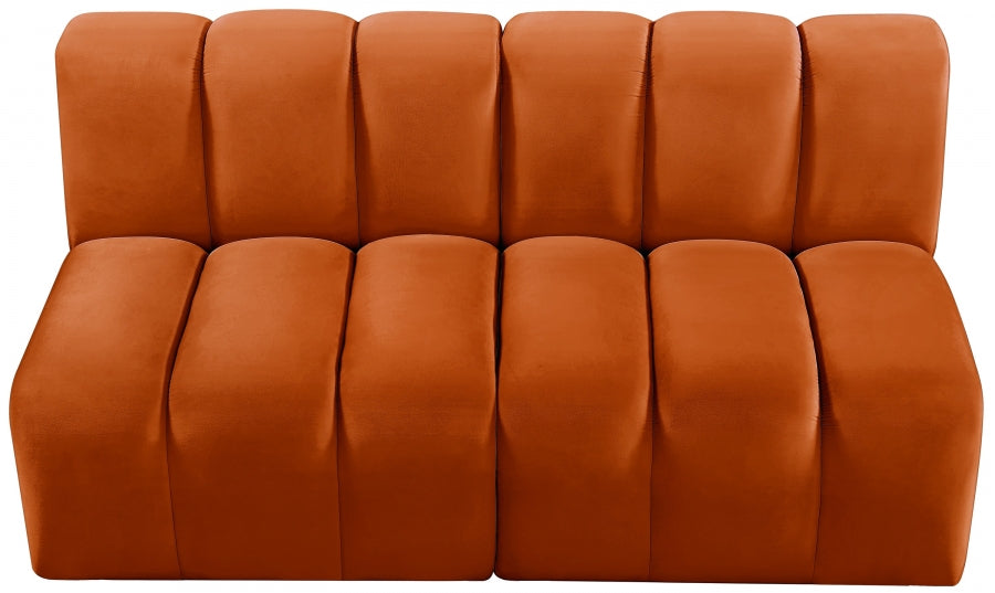 Meridian Furniture - Arc Velvet Modular Sofa in Cognac - 103Cognac-S2A - GreatFurnitureDeal