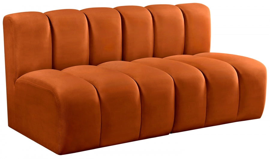 Meridian Furniture - Arc Velvet Modular Sofa in Cognac - 103Cognac-S2A - GreatFurnitureDeal