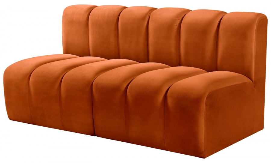 Meridian Furniture - Arc Velvet Modular Sofa in Cognac - 103Cognac-S2A - GreatFurnitureDeal