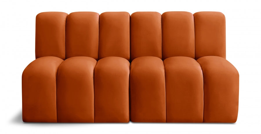 Meridian Furniture - Arc Velvet Modular Sofa in Cognac - 103Cognac-S2A - GreatFurnitureDeal