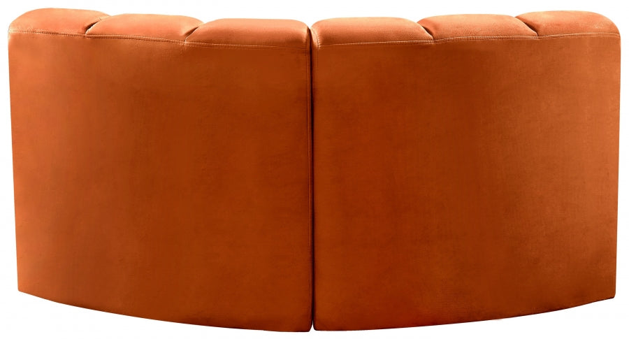 Meridian Furniture - Arc Velvet Modular Sofa in Cognac - 103Cognac-S2B - GreatFurnitureDeal