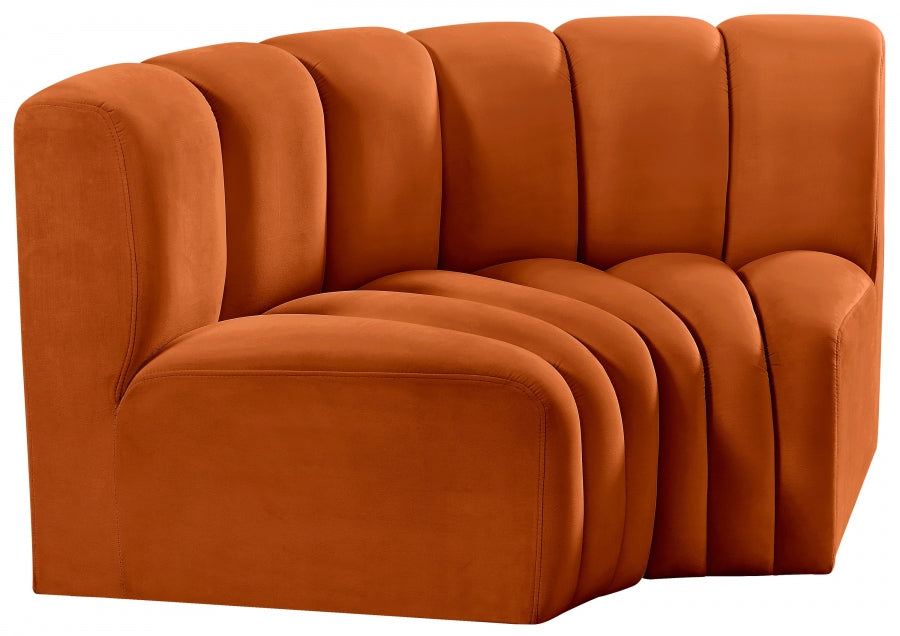 Meridian Furniture - Arc Velvet Modular Sofa in Cognac - 103Cognac-S2B - GreatFurnitureDeal