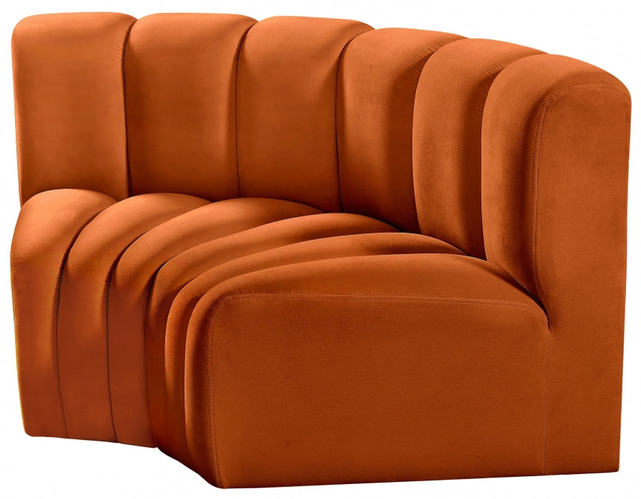 Meridian Furniture - Arc Velvet Modular Sofa in Cognac - 103Cognac-S2B - GreatFurnitureDeal