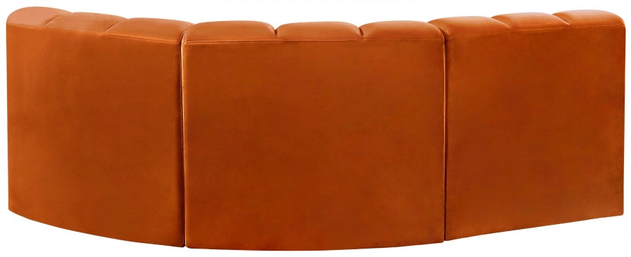 Meridian Furniture - Arc Velvet Modular Sofa in Cognac - 103Cognac-S3A - GreatFurnitureDeal