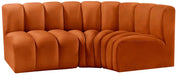 Meridian Furniture - Arc Velvet Modular Sofa in Cognac - 103Cognac-S3A - GreatFurnitureDeal