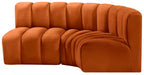 Meridian Furniture - Arc Velvet Modular Sofa in Cognac - 103Cognac-S3A - GreatFurnitureDeal