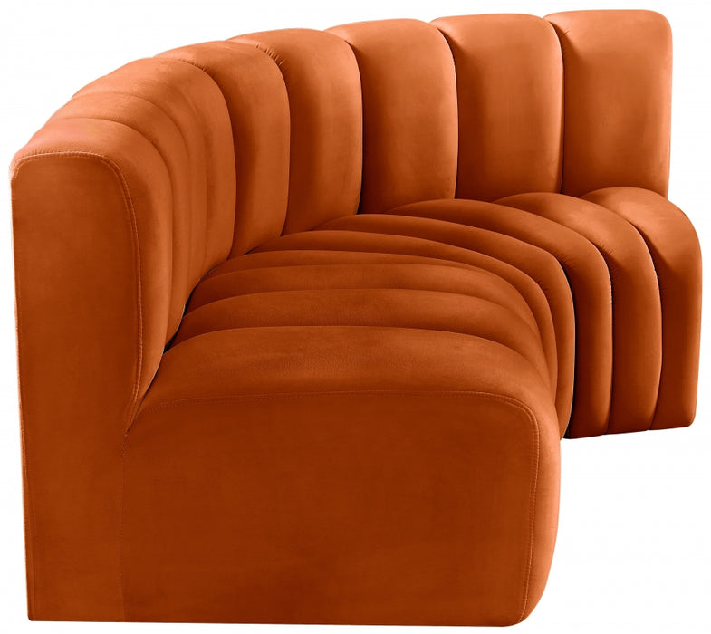 Meridian Furniture - Arc Velvet Modular Sofa in Cognac - 103Cognac-S3A - GreatFurnitureDeal