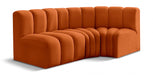 Meridian Furniture - Arc Velvet Modular Sofa in Cognac - 103Cognac-S3A - GreatFurnitureDeal