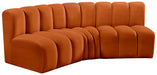 Meridian Furniture - Arc Velvet Modular Sofa in Cognac - 103Cognac-S3B - GreatFurnitureDeal