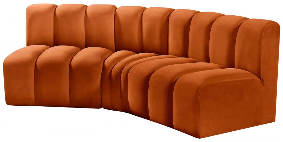 Meridian Furniture - Arc Velvet Modular Sofa in Cognac - 103Cognac-S3B - GreatFurnitureDeal