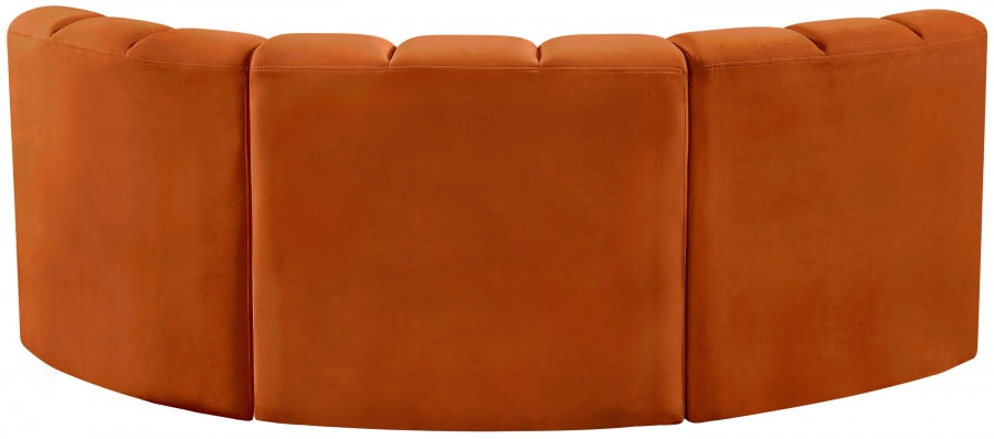 Meridian Furniture - Arc Velvet Modular Sofa in Cognac - 103Cognac-S3C - GreatFurnitureDeal