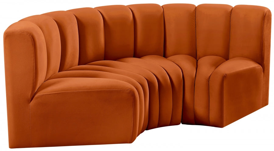 Meridian Furniture - Arc Velvet Modular Sofa in Cognac - 103Cognac-S3C - GreatFurnitureDeal