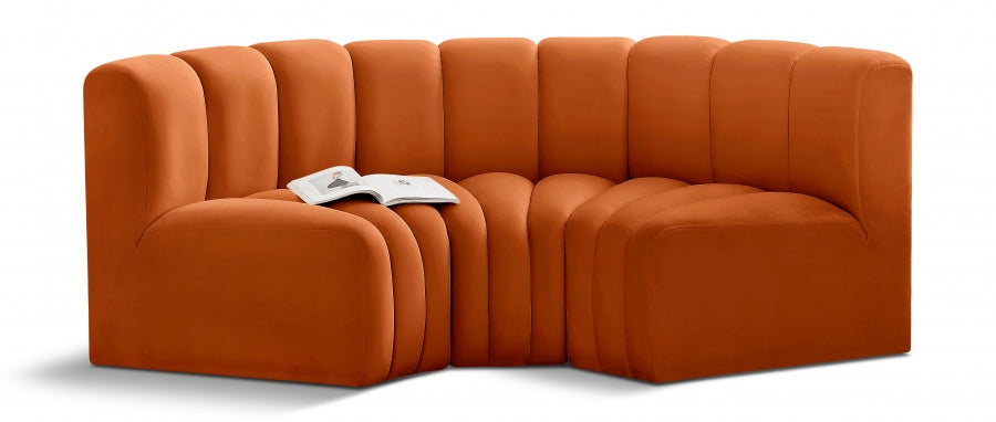 Meridian Furniture - Arc Velvet Modular Sofa in Cognac - 103Cognac-S3C - GreatFurnitureDeal