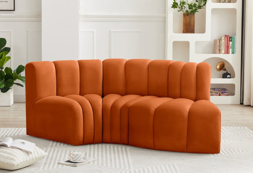 Meridian Furniture - Arc Velvet Modular Sofa in Cognac - 103Cognac-S3D - GreatFurnitureDeal