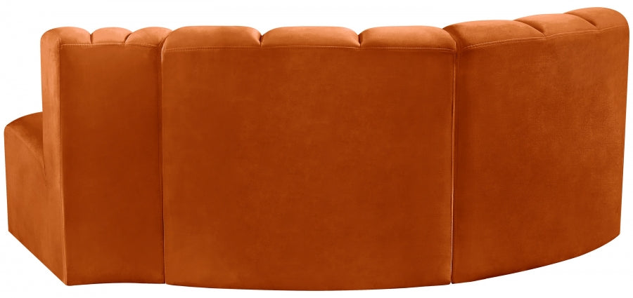 Meridian Furniture - Arc Velvet Modular Sofa in Cognac - 103Cognac-S3D - GreatFurnitureDeal