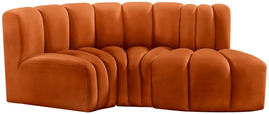 Meridian Furniture - Arc Velvet Modular Sofa in Cognac - 103Cognac-S3D - GreatFurnitureDeal