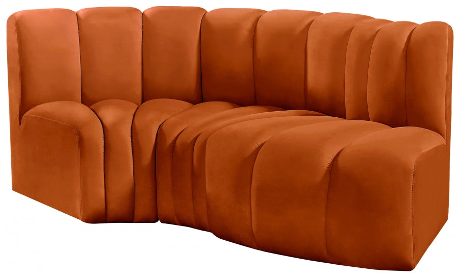 Meridian Furniture - Arc Velvet Modular Sofa in Cognac - 103Cognac-S3D - GreatFurnitureDeal