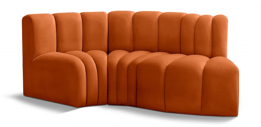 Meridian Furniture - Arc Velvet Modular Sofa in Cognac - 103Cognac-S3D - GreatFurnitureDeal