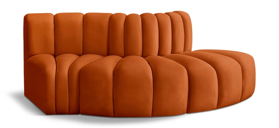 Meridian Furniture - Arc Velvet Modular Sofa in Cognac - 103Cognac-S3E - GreatFurnitureDeal