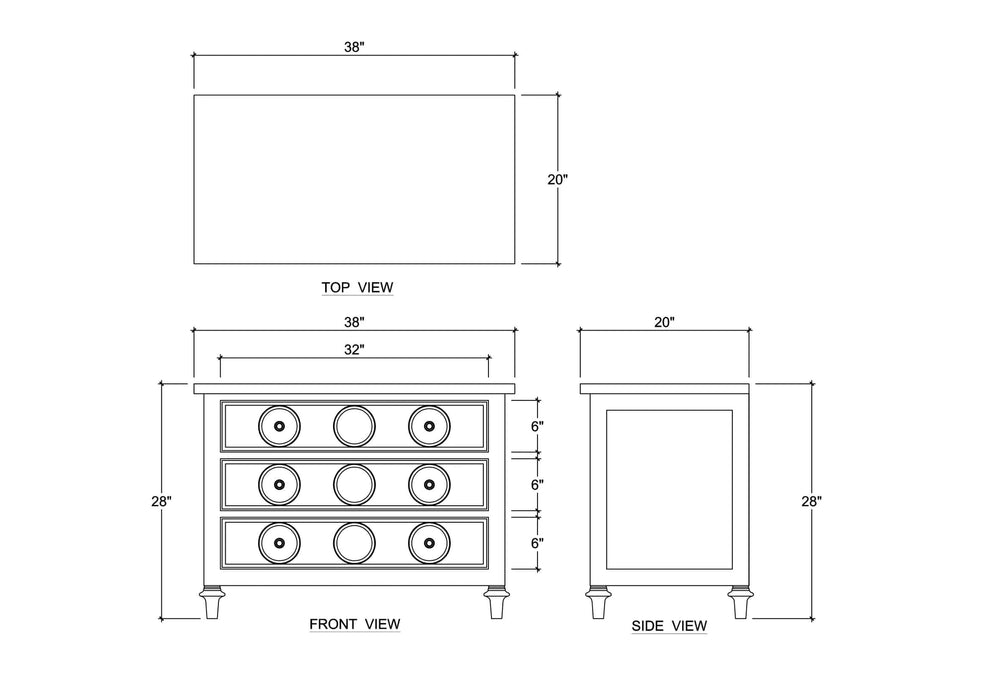 Bramble - Laguna 3 Drawer Bedside Table - BR-28483 - GreatFurnitureDeal