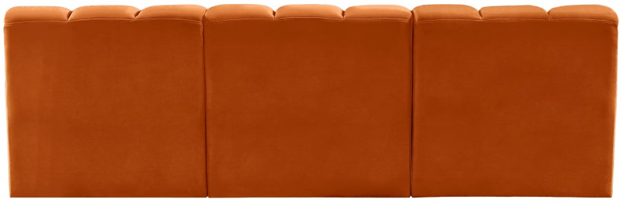 Meridian Furniture - Arc Velvet Modular Sofa in Cognac - 103Cognac-S3F - GreatFurnitureDeal