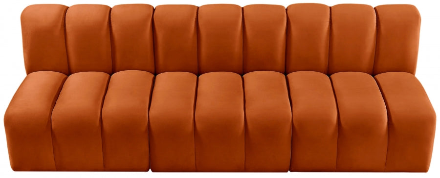 Meridian Furniture - Arc Velvet Modular Sofa in Cognac - 103Cognac-S3F - GreatFurnitureDeal