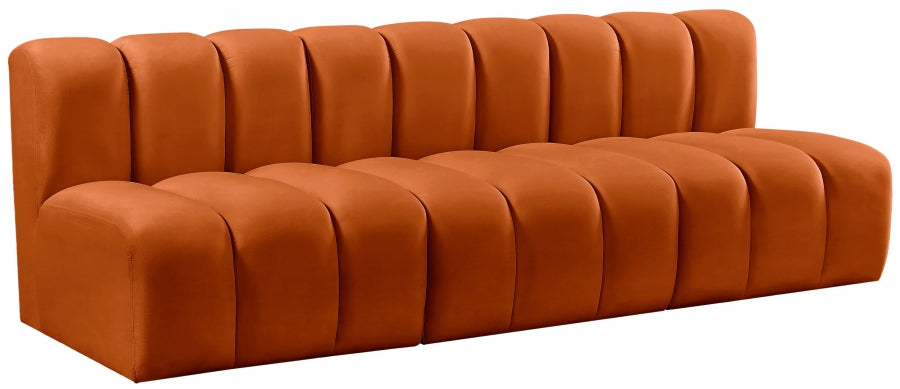 Meridian Furniture - Arc Velvet Modular Sofa in Cognac - 103Cognac-S3F - GreatFurnitureDeal