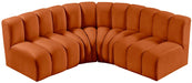 Meridian Furniture - Arc Velvet 4 Piece Sectional in Cognac - 103Cognac-S4B - GreatFurnitureDeal