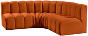 Meridian Furniture - Arc Velvet 4 Piece Sectional in Cognac - 103Cognac-S4B - GreatFurnitureDeal