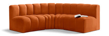 Meridian Furniture - Arc Velvet 4 Piece Sectional in Cognac - 103Cognac-S4B - GreatFurnitureDeal