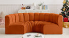 Meridian Furniture - Arc Velvet 4 Piece Sectional in Cognac - 103Cognac-S4C - GreatFurnitureDeal