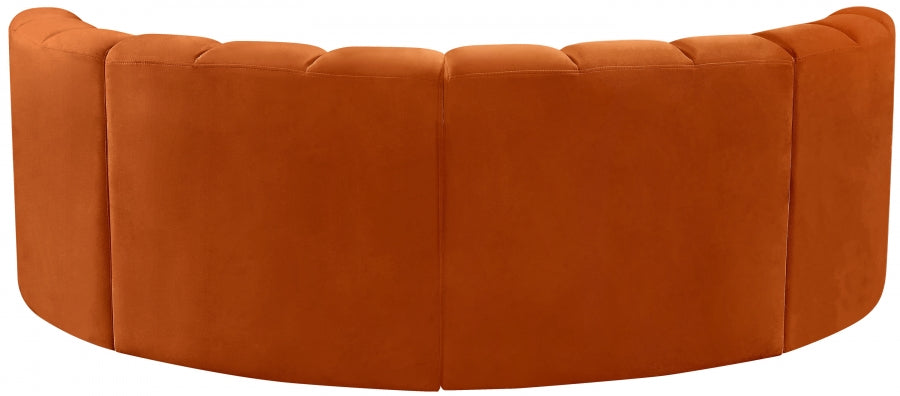 Meridian Furniture - Arc Velvet 4 Piece Sectional in Cognac - 103Cognac-S4C - GreatFurnitureDeal