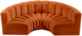 Meridian Furniture - Arc Velvet 4 Piece Sectional in Cognac - 103Cognac-S4C - GreatFurnitureDeal