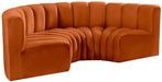 Meridian Furniture - Arc Velvet 4 Piece Sectional in Cognac - 103Cognac-S4C - GreatFurnitureDeal