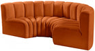 Meridian Furniture - Arc Velvet 4 Piece Sectional in Cognac - 103Cognac-S4C - GreatFurnitureDeal