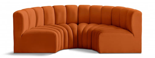 Meridian Furniture - Arc Velvet 4 Piece Sectional in Cognac - 103Cognac-S4C - GreatFurnitureDeal