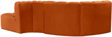 Meridian Furniture - Arc Velvet 4 Piece Sectional in Cognac - 103Cognac-S4D - GreatFurnitureDeal