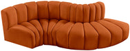 Meridian Furniture - Arc Velvet 4 Piece Sectional in Cognac - 103Cognac-S4D - GreatFurnitureDeal