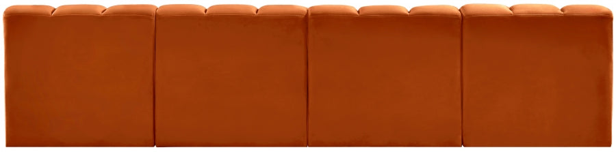 Meridian Furniture - Arc Velvet 4 Piece Sectional in Cognac - 103Cognac-S4E - GreatFurnitureDeal