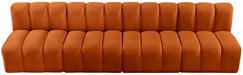 Meridian Furniture - Arc Velvet 4 Piece Sectional in Cognac - 103Cognac-S4E - GreatFurnitureDeal