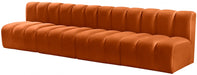 Meridian Furniture - Arc Velvet 4 Piece Sectional in Cognac - 103Cognac-S4E - GreatFurnitureDeal