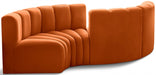 Meridian Furniture - Arc Velvet 4 Piece Sectional in Cognac - 103Cognac-S4F - GreatFurnitureDeal