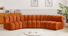 Meridian Furniture - Arc Velvet 5 Piece Sectional in Cognac - 103Cognac-S5A - GreatFurnitureDeal